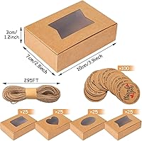 Vista 2 de Kosiz 100 cajas de jabón para cajas de jabón caseras, embalaje Kraft con ventanas transparentes de 3.9 x 2.8 x 1.2 pulgadas vacías, suministros