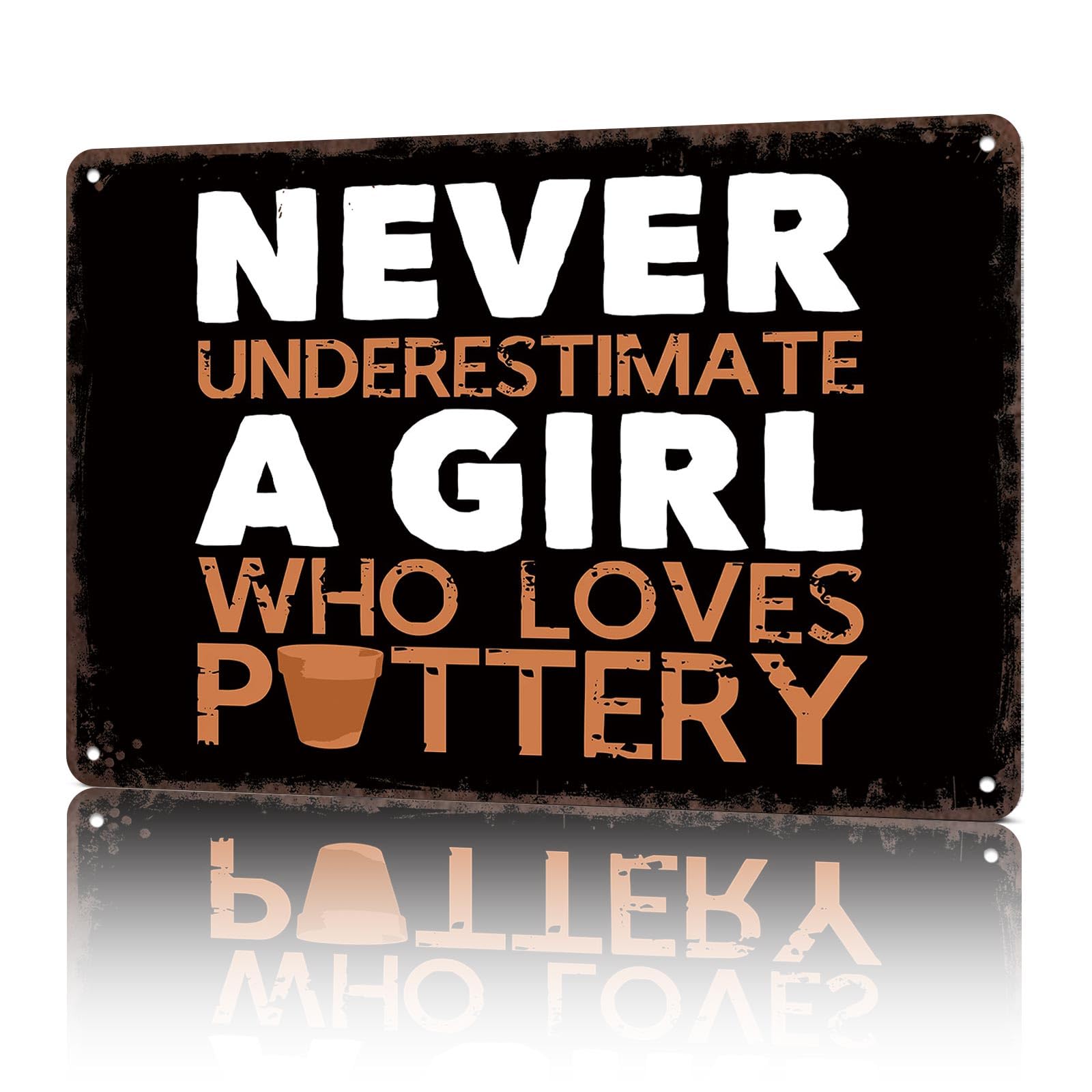 KWQDOZF Vintage Metal Signs Pottery Girl Joke Clay Funny Tin Sign Poster Wall Art For Home Room Bedroom Office Decor 8x12inch