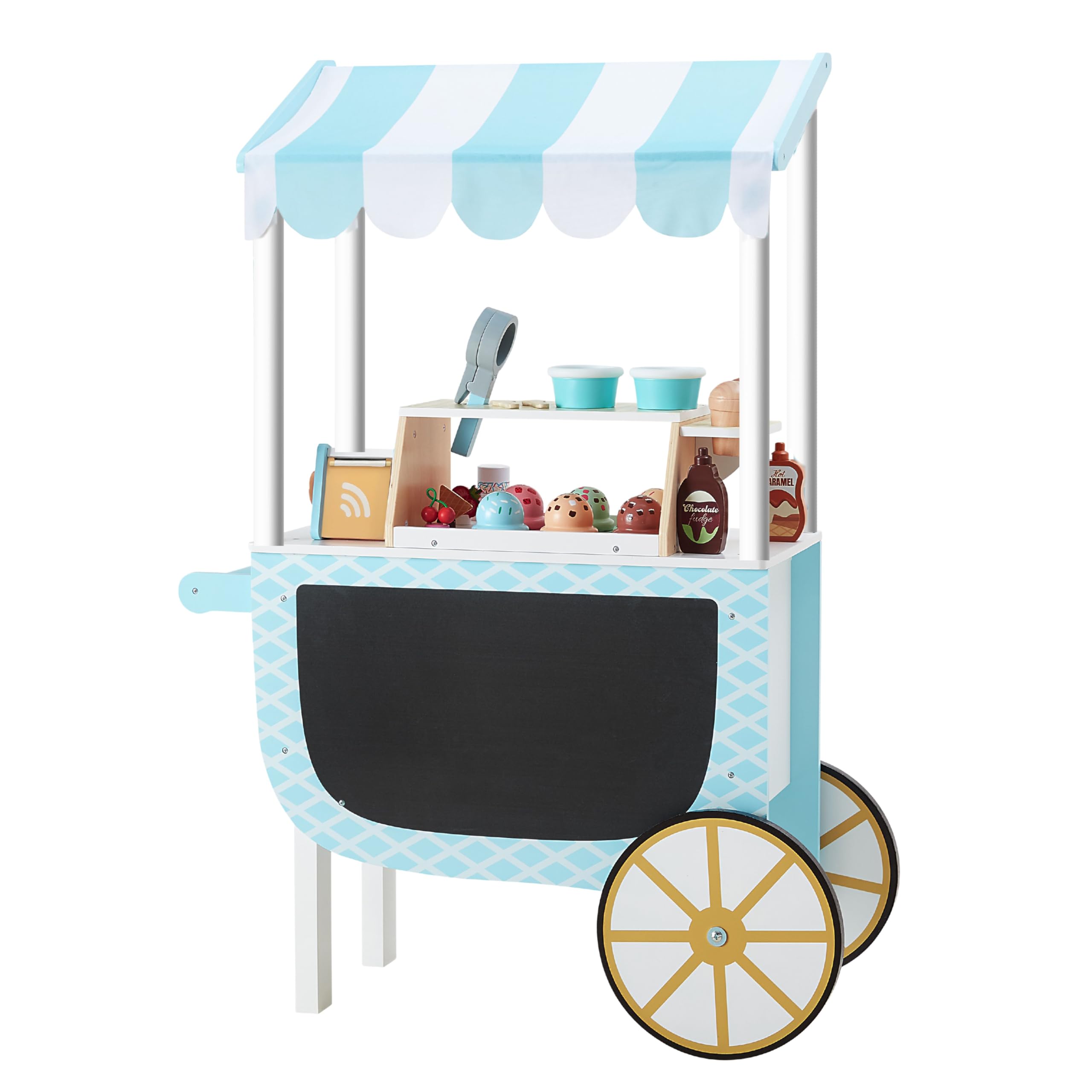 Teamson Kids Children's Wooden Ice Cream Cart Playset & 33 Pc. Accessory SetBlue/white from B&Q