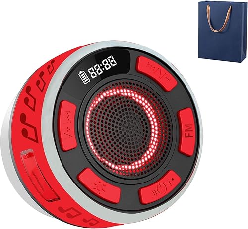 Ipx7 - Altavoz de ducha impermeable con luz RGB y pantalla LED, luz de ducha y altavoz, impermeable, mini altavoz Bluetooth impermeable con luz LED,