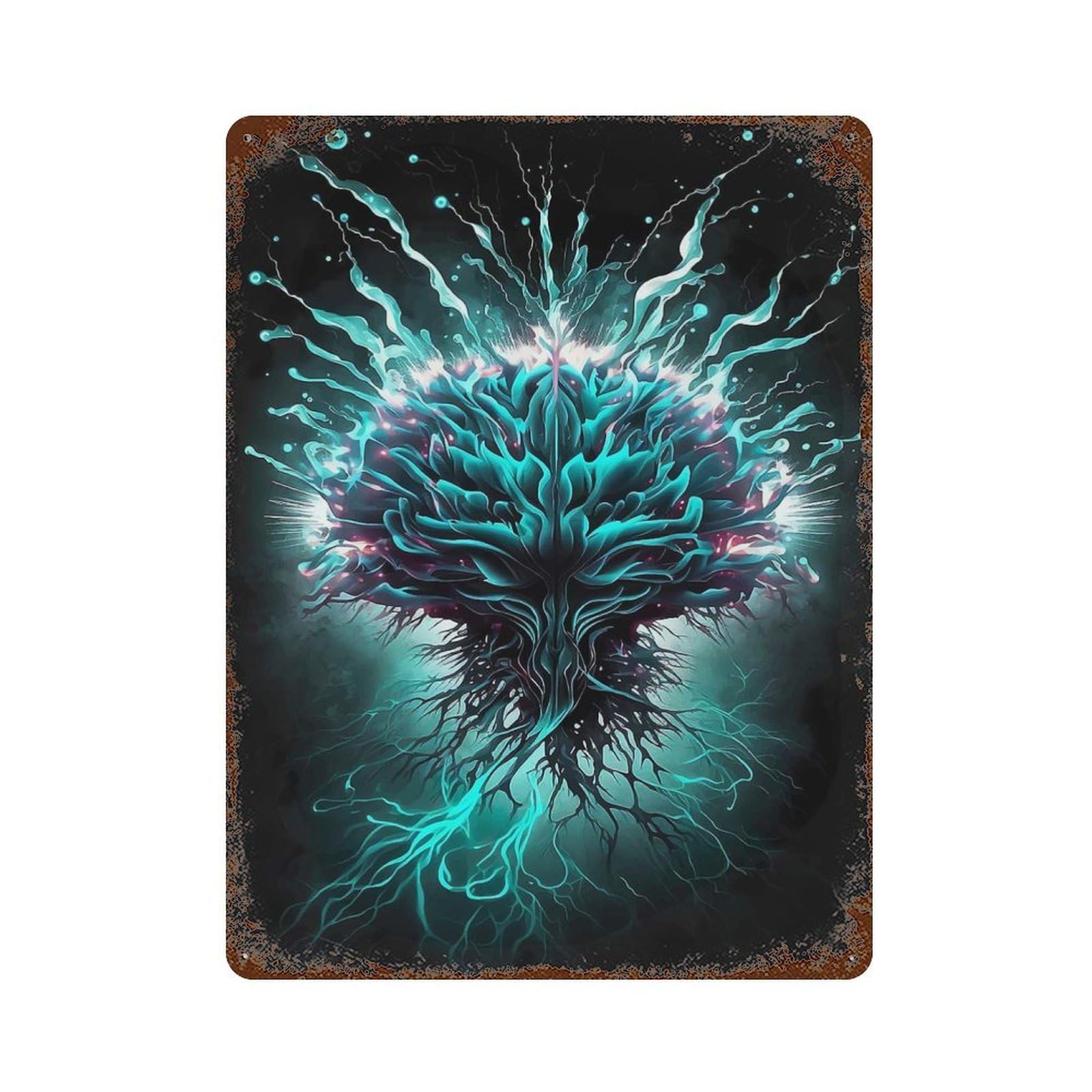Explosion of Neurons Rustic Tin Plaque 15.7"x11.8", Novelty Wall Decor for Garage, Pub Or Kitchen