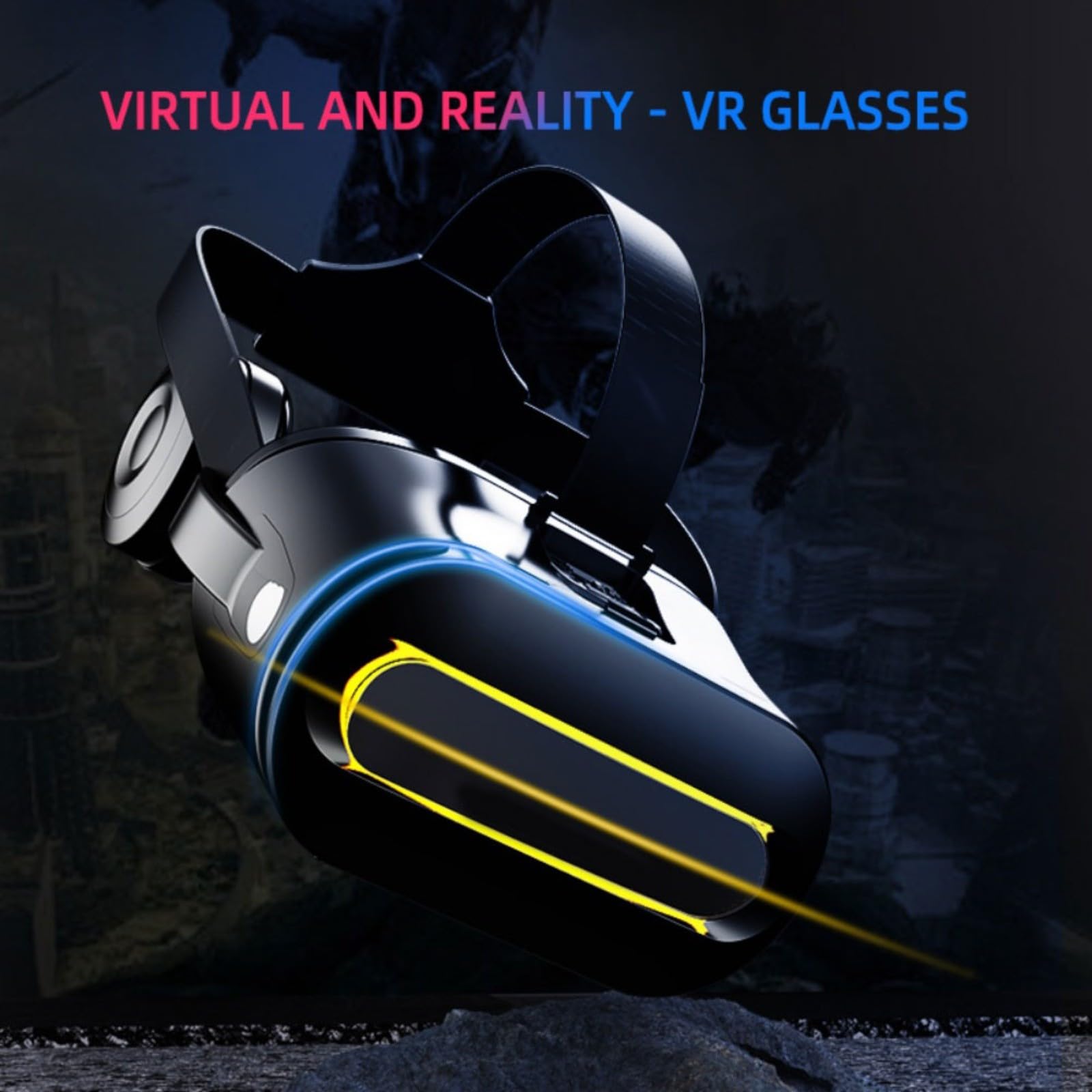 Cuffie VR 3D per telefoni cellulari, occhiali di realtà virtuale con controllo, facile da usare per video 3D e giochi, compatibile con iOS/Android (nero)