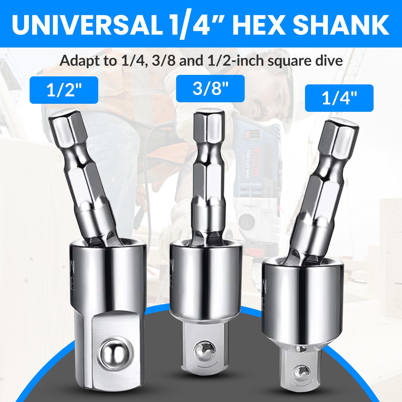 31 Pezzi Prolunga Flessibile per Punte da Trapano, Adattatore per Trapano ad Angolo Retto a 105 Gradi, 1/4" 3/8" 1/2" Adattatore Esagonale, Prolunga Flessibile Drill Bit Holder,Accessori Avvitatore