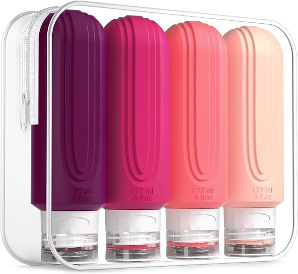 Mrsdry Travel Bottles for Toiletries, Tsa Approved 3oz Travel Size Containers BPA Free Leak Proof Refillable Liquid Silicone Squeezable Travel Accessories for Shampoo Conditioner Lotion (4 Pack) - 5