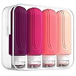 Mrsdry Travel Bottles for Toiletries, Large 6oz Oversize Containers, BPA Free Leak Proof Tubs Refillable Liquid Traveler Accessories with Toiletry Bag for Cometic Shampoo and Lotion Soap (4 Pack)