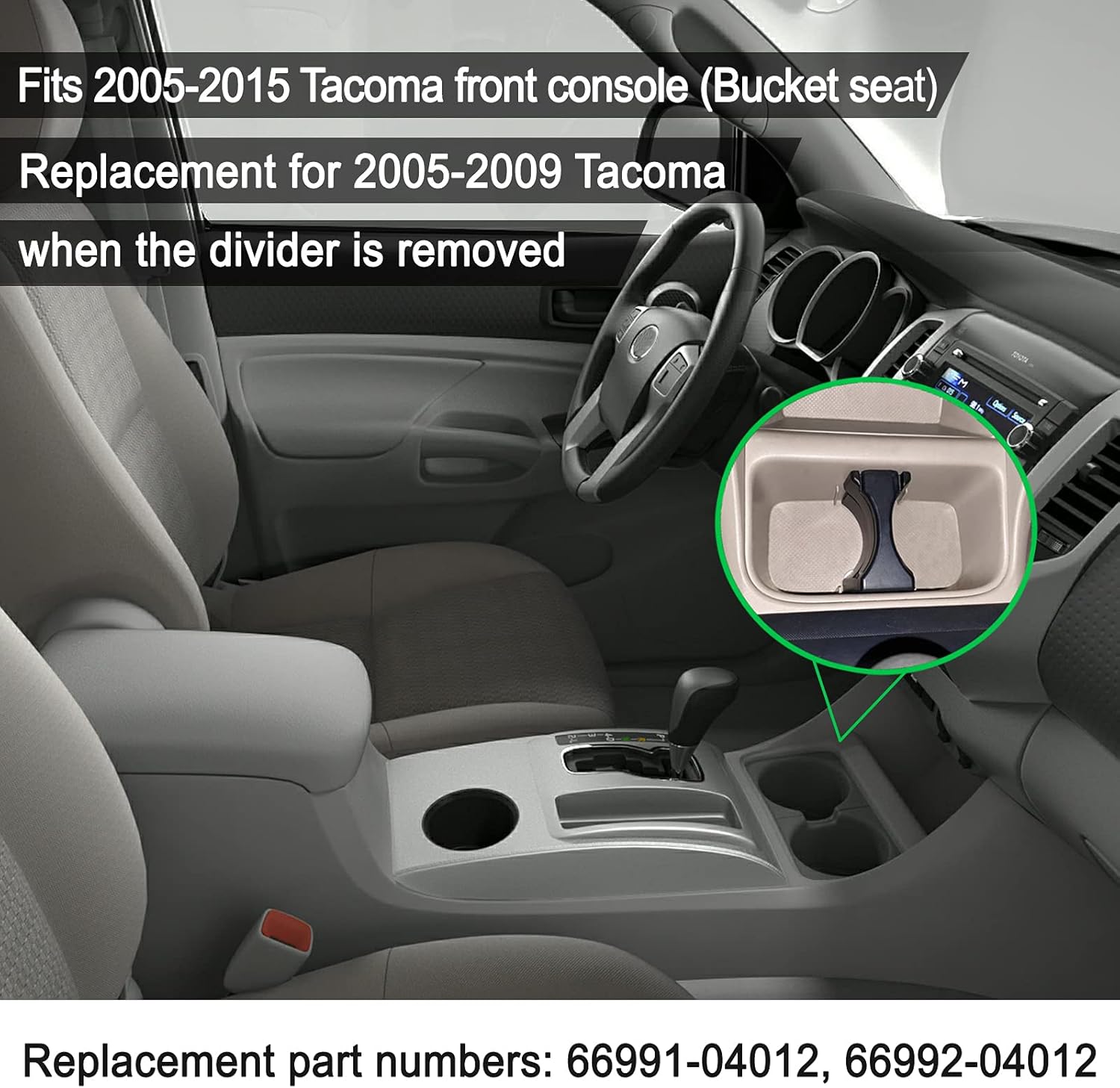 JDMCAR Car Cup Holder Inserts Replacement for Toyota Tacoma 2005 to 2015, Durable Cup Holder Inserts Drink Holder Accessories 66991-04012,66992-04012, Black