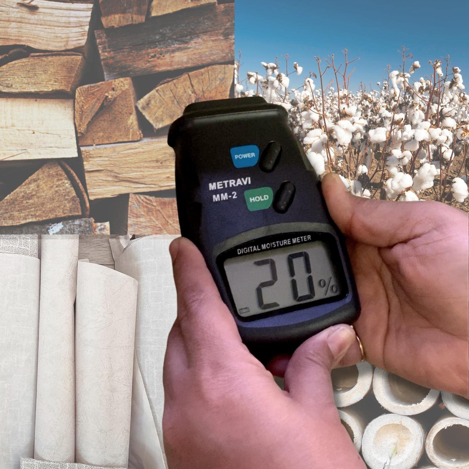 Metravi MM-2 Digital Moisture Meter for wood, bamboo, cotton, tobacco, paper, etc. 1