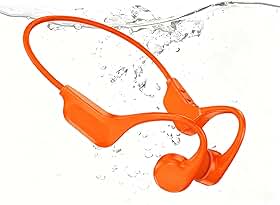 Fones de ouvido de condução óssea 2026 - SwimBeats, IP68 à prova d'água | 32 GB de armazenamento | BT 6.0 | 28 g leve | bateria 8H, fones de ouvido abertos para natação, corrida, ciclismo (laranja)