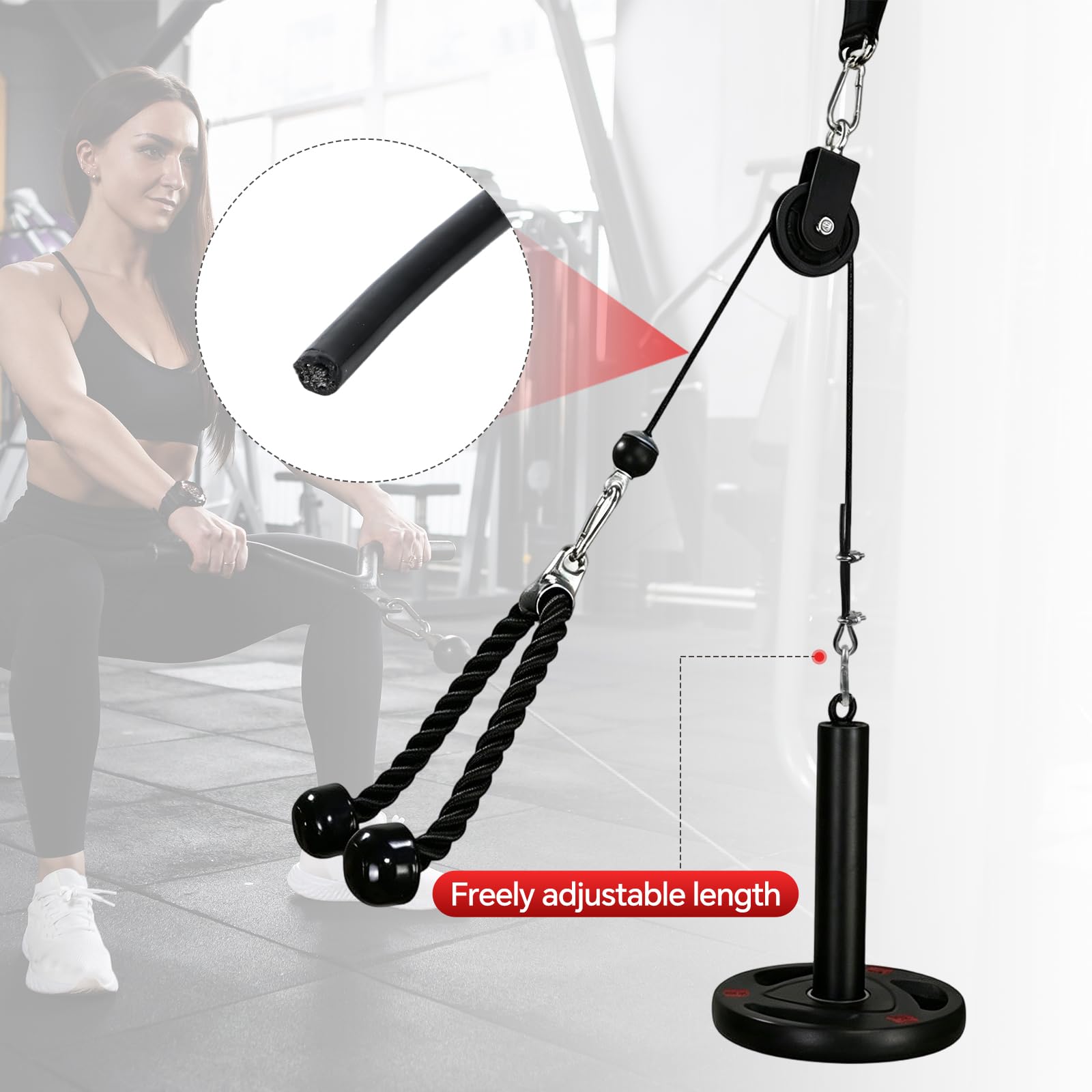 Cavo in acciaio per attrezzi da fitness, 10 m, 5 mm, cavo da palestra con rivestimento in poliuretano per trazioni e stazione di forza, cavo di ricambio per sistema a pulegge per palestra