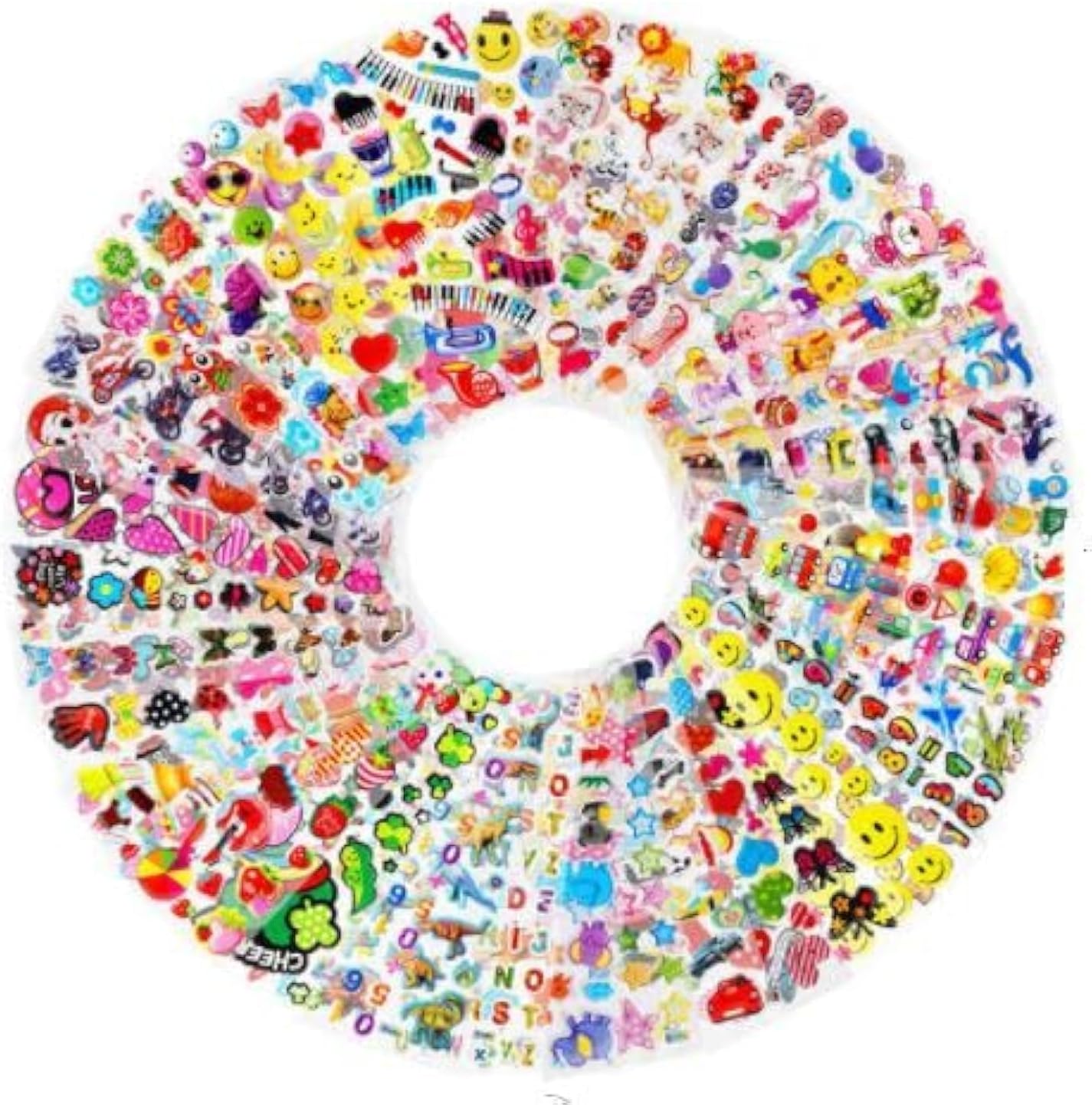 Self-Adhesive Metal Cartoon Polyvinyl Chloride Puffy 3D Cute Stickers Funny for Kids On Gifts (10 Sheet), 16 x 7 x 0.1 Centimeters