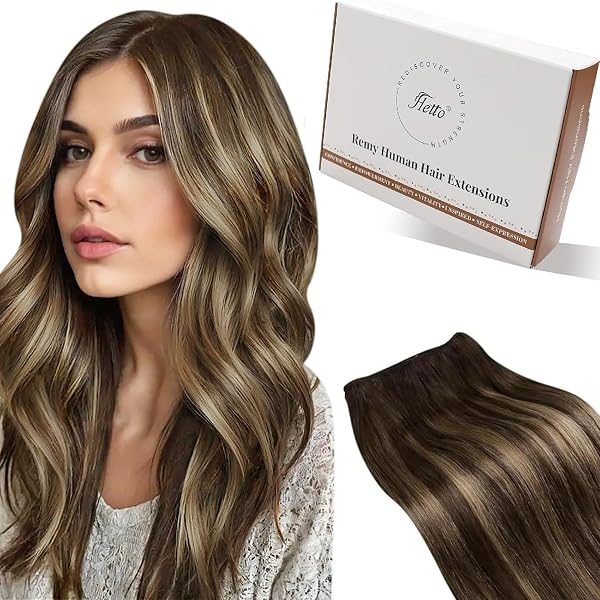 Hetto Weft Hair Extensions Real Human Hair Balayage Dark Brown Mix Honey Blonde 20 Inch 100g - Full Head Sew in Human Hair Wefts, Salon Weave Hair Extensions for Daily Use #4/27/4 - 1