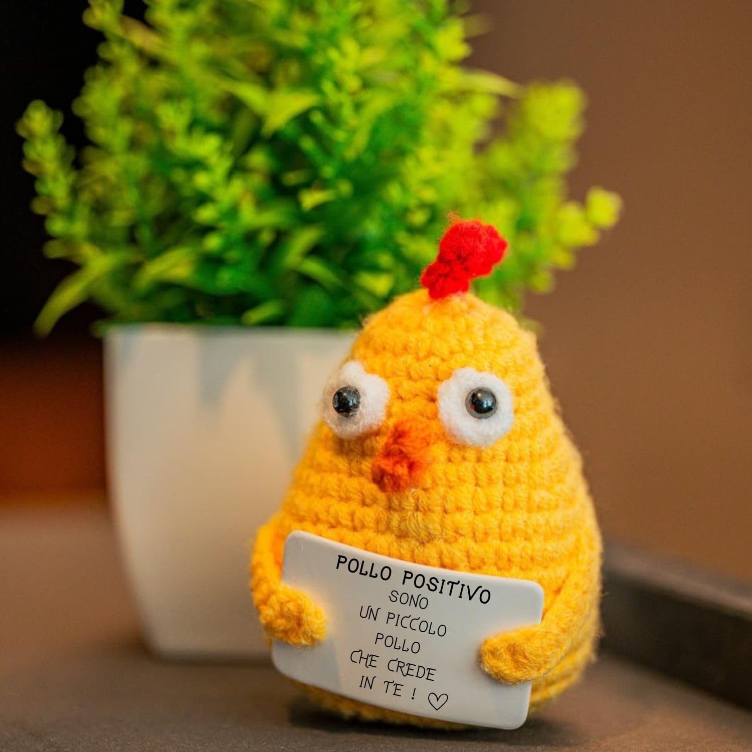 Pollo Positivo© | Regalo di Pasqua | Idea Divertente & Simpatica | Compleanno Bambino Bambina | Festa Amico| Sorpresa Collega| Amigurumi Motivazionale| Giocattolo Comico| Decorazione Tavola Pasqua