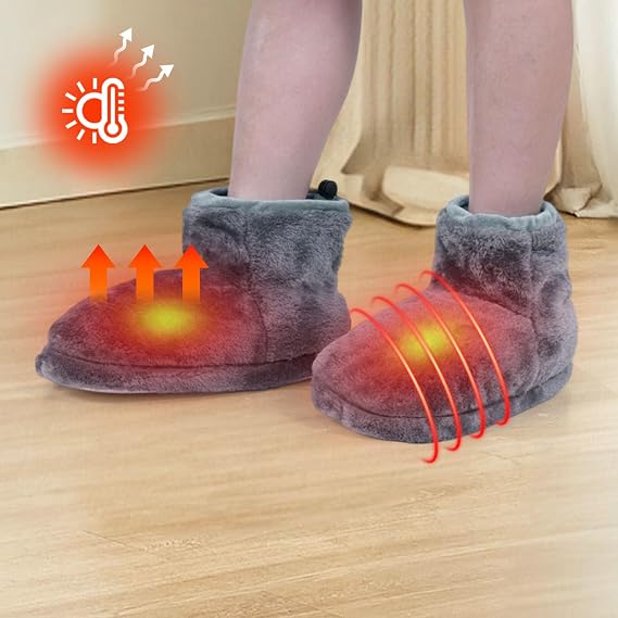 Heated Boots with 5 Level Heating Temperature for Home Office, Nonslip Thick Heated Slippers Electric Slippers Warmth Ankles Electric Foot Warmer, Winter Ankle Booties for Indoor
