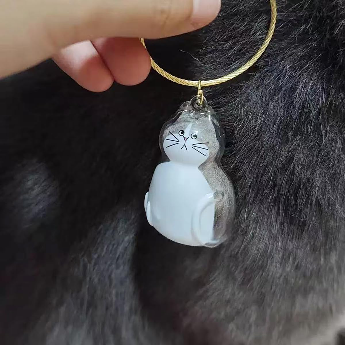 Lot De 6 Porte-clés Capsules En Acrylique Pour Poils De Chat - Souvenir Commémoratif Pour Animaux - Formes De Chat - 3