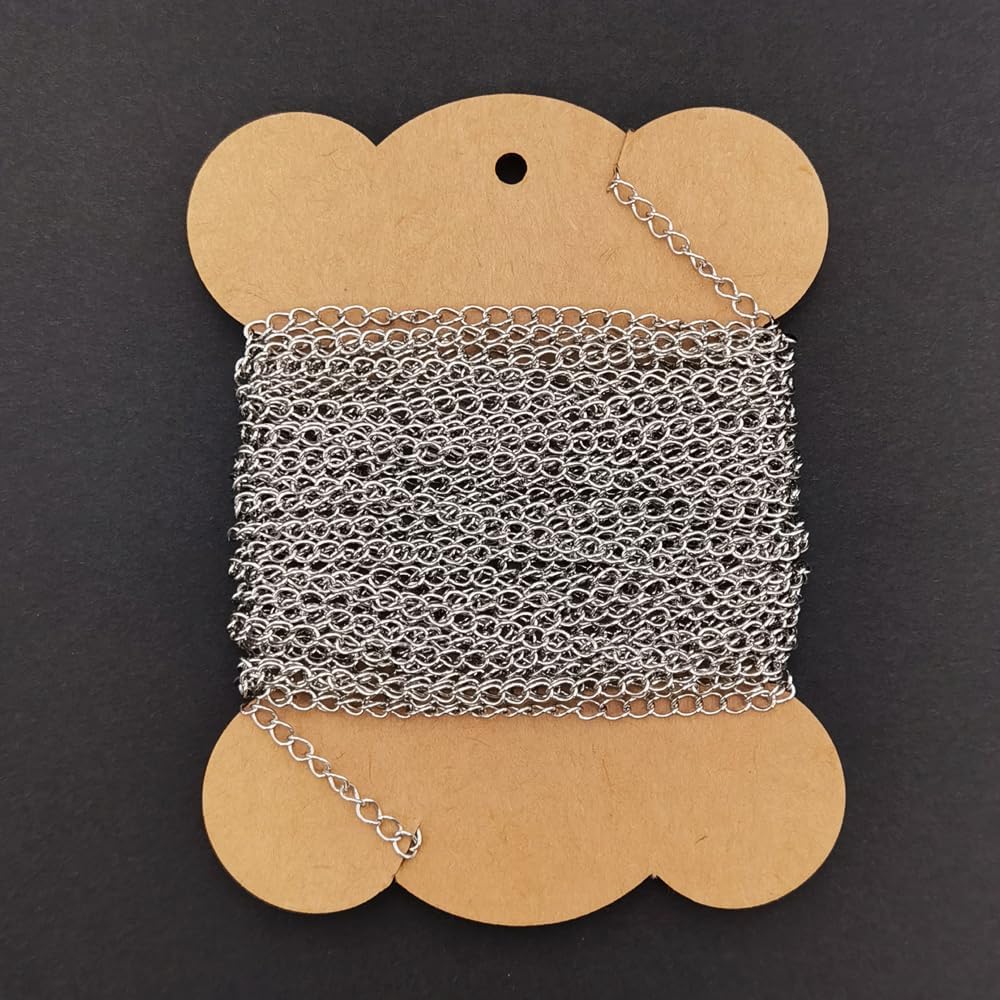 INSPIRELLE 30 Foot Stainless Steel Curb Chains 3mm Extender Chain