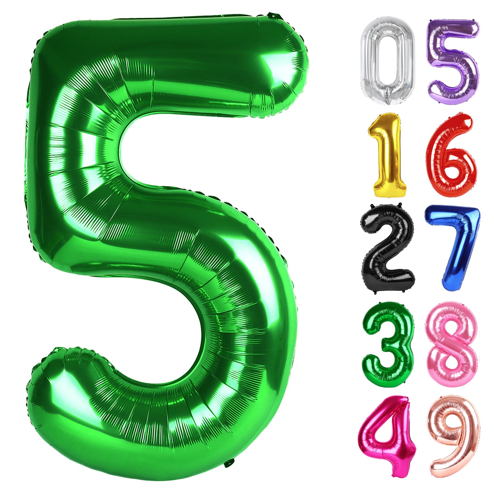 Green Number 5 Balloon 40 Inch, 5th Birthday Party Decorations Men Women