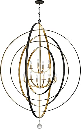 Crystorama Luna 12 Light English Bronze + Antique Gold Chandelier