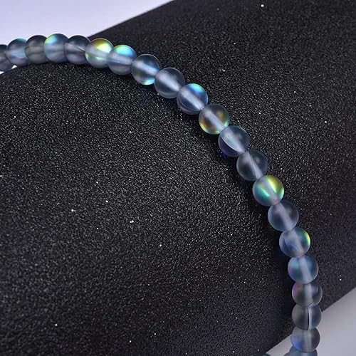 Miniatura 6 de 48 cuentas espaciadoras redondas sueltas de cuarzo místico gris natural de 0.315 pulgadas (0.315 in), esmeriladas de titanio mate, cuentas