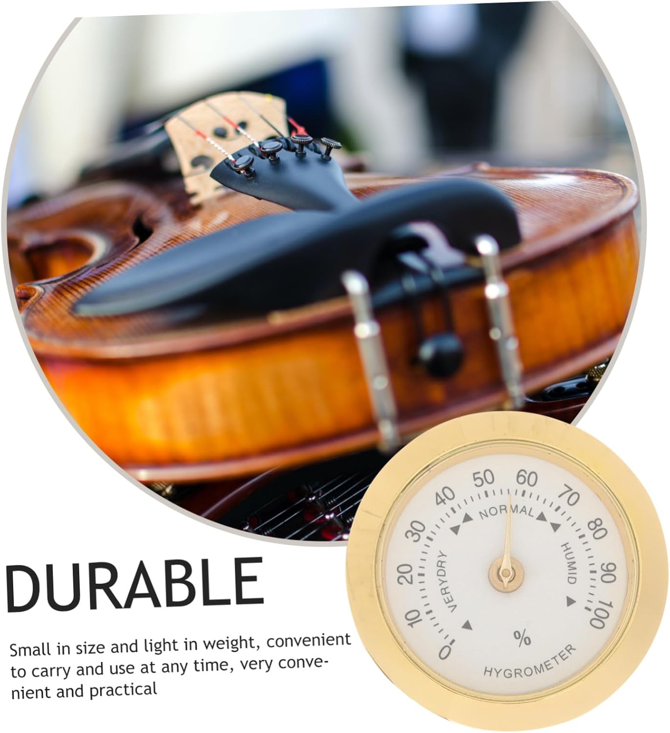 Guitar Hygrometer for Instrument Care, Alloy Golden Mini