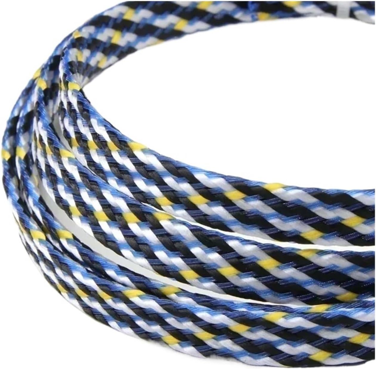 Braid Sleeve Soft Wire Insulated Wrap Cable Protection Harness Sleeving Sheath for Pets, Bite-Resistant Cable(Black Yellow White,08mm,10 Meters)