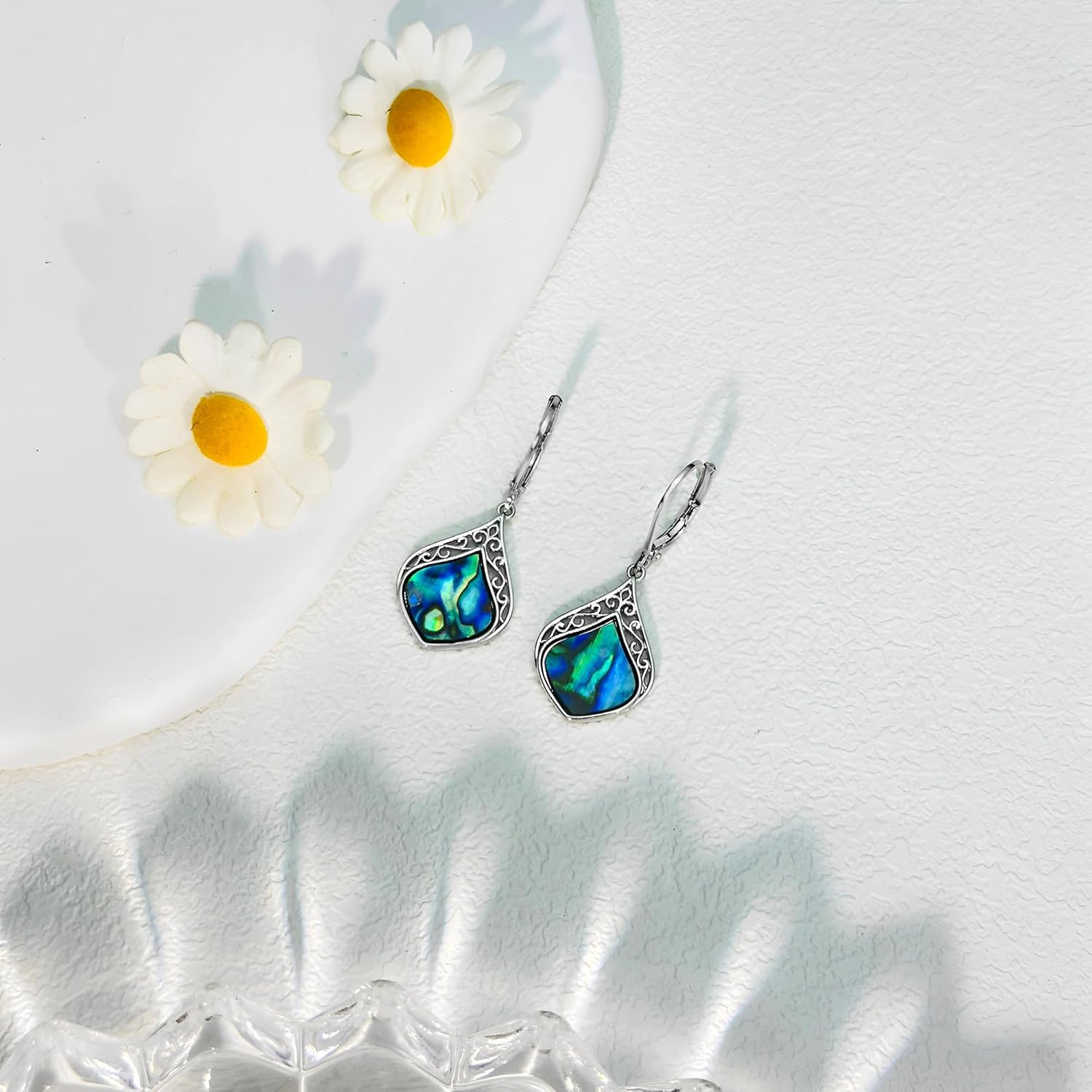 Larimar/Star/Dragonfly/Sunflower/Moonstone/Black Onyx Earrings for Women Leverback Dangle Earrings Hypoallergenic Jewelry for Women - Image 5