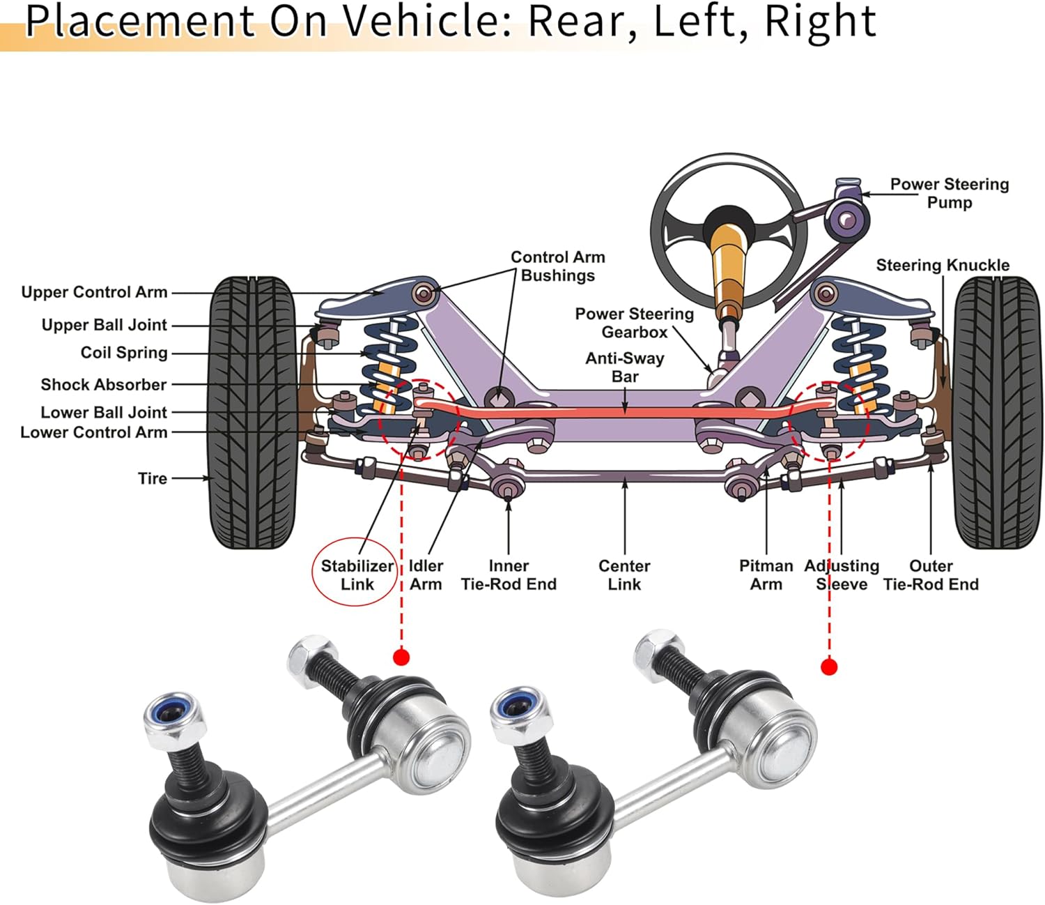 X AUTOHAUX 2pcs Rear Sway Bar Links Stabilizer Link Kit for Dodge Avenger 2008-2013 for Chrysler 200 2011-2013 for Jeep Compass 2007-2009 Suspension Kit No.K750058