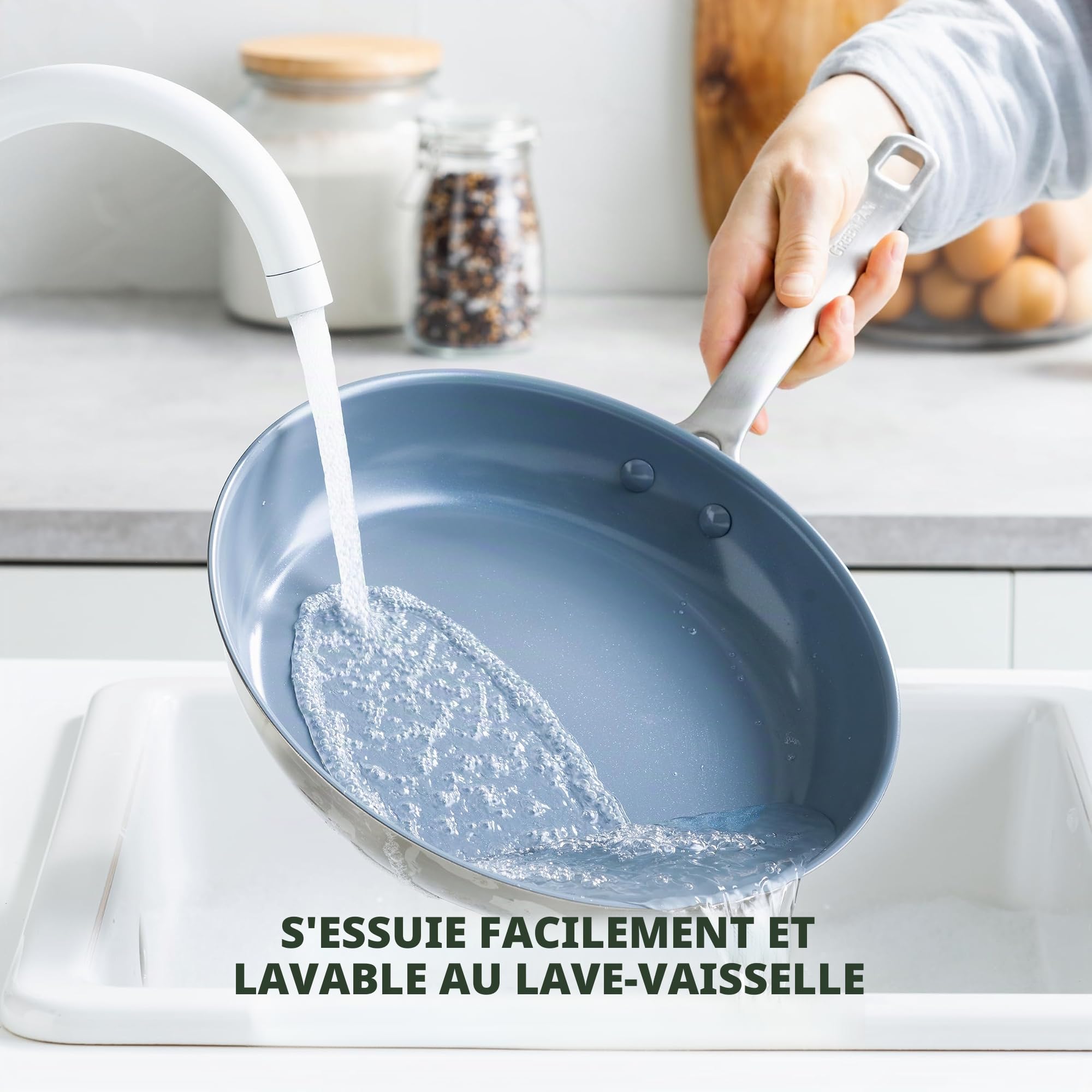 GreenPan Treviso Batterie de Cuisine en Acier Inoxydable avec Revêtement Antiadhésif en Céramique Sain, 10 pièces, Poêle à Frire, Casserole, Sans PFAS, Induction, Four, Lave-Vaisselle, Argent