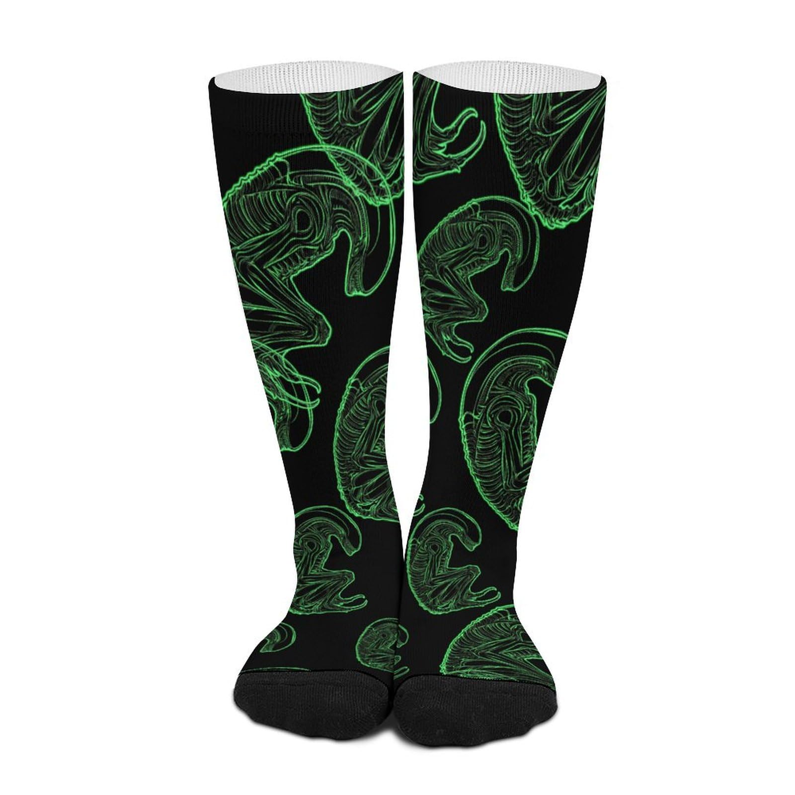Kwqdozf Unisex As Pic Xenomorph Alien Cozy Tube Socks Mid Calf Color Matching Sock Casual Knee High Stockings