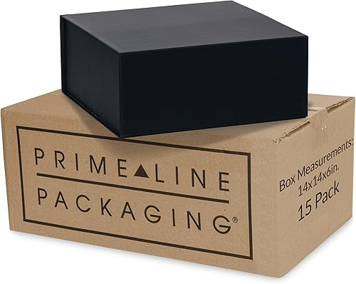 Miniatura 1 de Caja de regalo magnética, paquete de 15 cajas plegables negras con cierre de tapa a granel, embalaje de cartón de lujo para boutiques, pequeñas