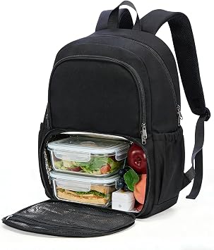 coowoz Lunch Backpack for Men Women,15.6 Inch Laptop Backpack with Lunch Compartment,Water Resistant Insulated Cooler Work College Backpacks
