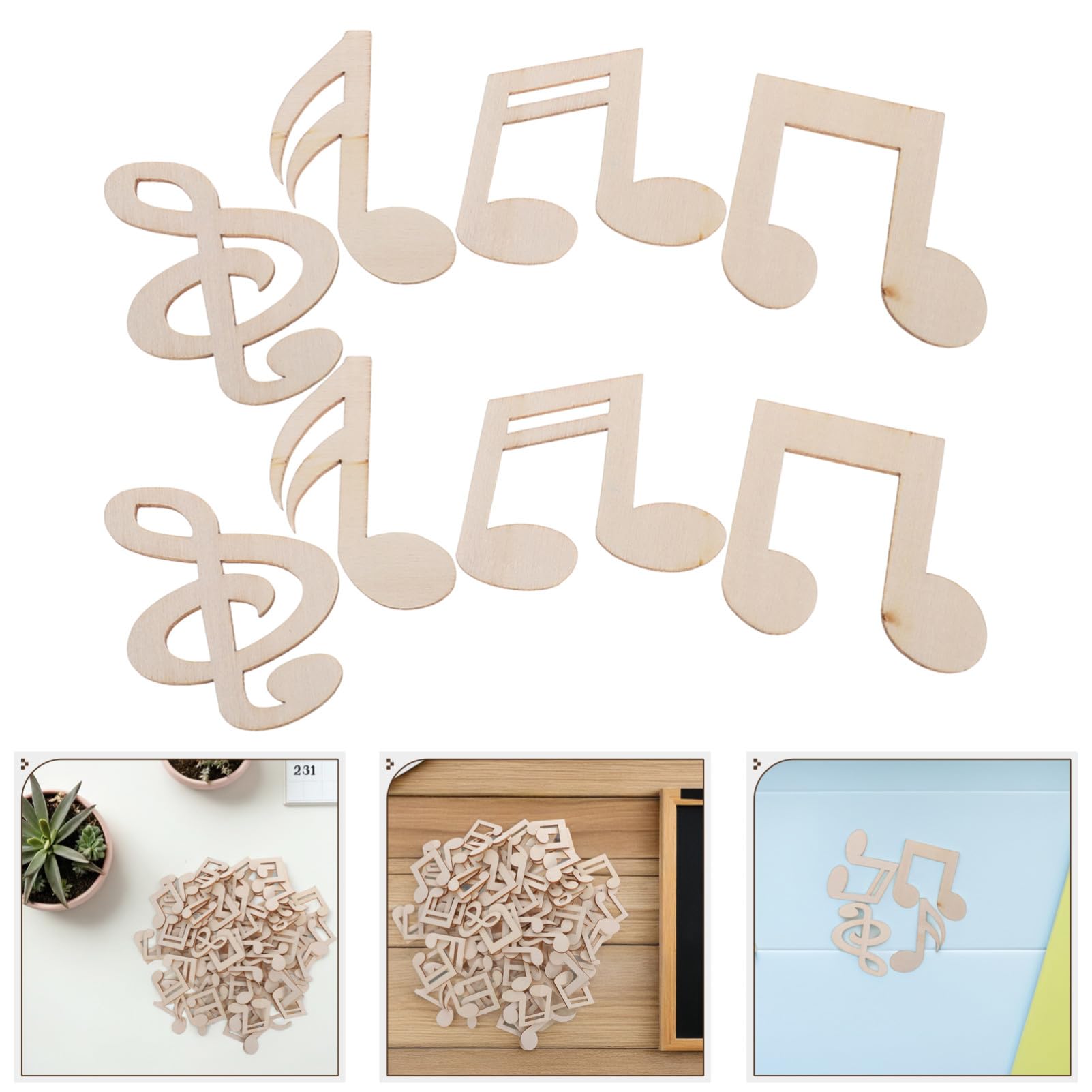Figuras de Notas Musicales de Madera sin Pintar y Suaves para Manualidades Infantiles Decoración Colgante DIY Material Natural para Graffiti y Proyectos Creativos