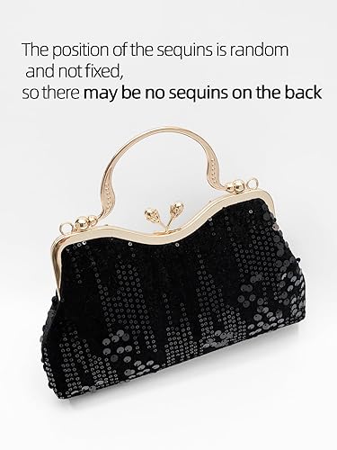 Miniatura 3 de Bolso de noche de terciopelo con lentejuelas vintage bolso de hardware de flores adecuado para banquetes de boda fiesta ocasiones formales