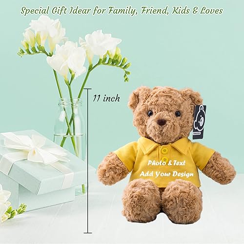 Miniatura 4 de Oso de peluche con texto personalizado + imagen, oso de peluche personalizado para amigos/familia, regalos únicos para Navidad, día de San Valentín,