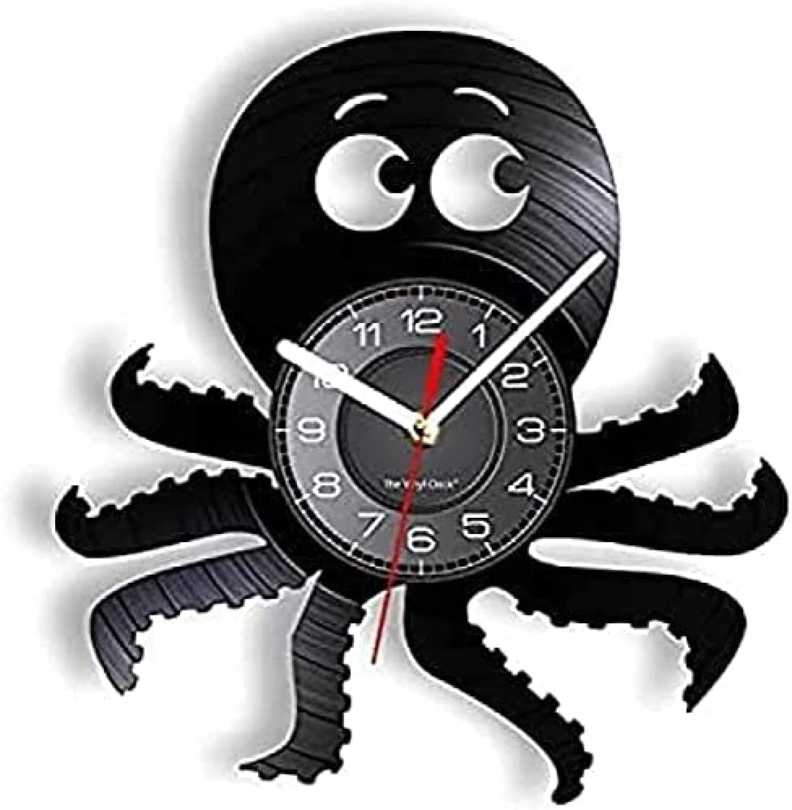 Horloge murale ronde pieuvre de qualité supérieure en vinyle découpé pour art mural d'exception