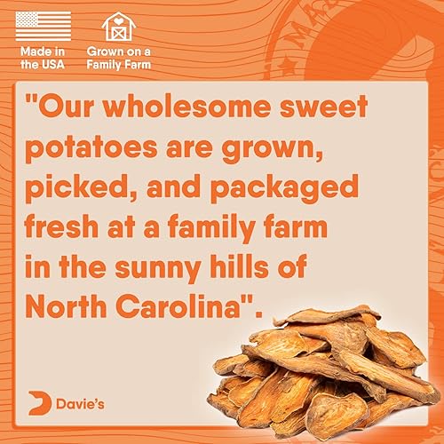Miniatura 6 de Davie's - Golosinas para perros de batata, fabricadas en los Estados Unidos, altas en fibra, sin granos, veganas, sin conservantes, alternativa