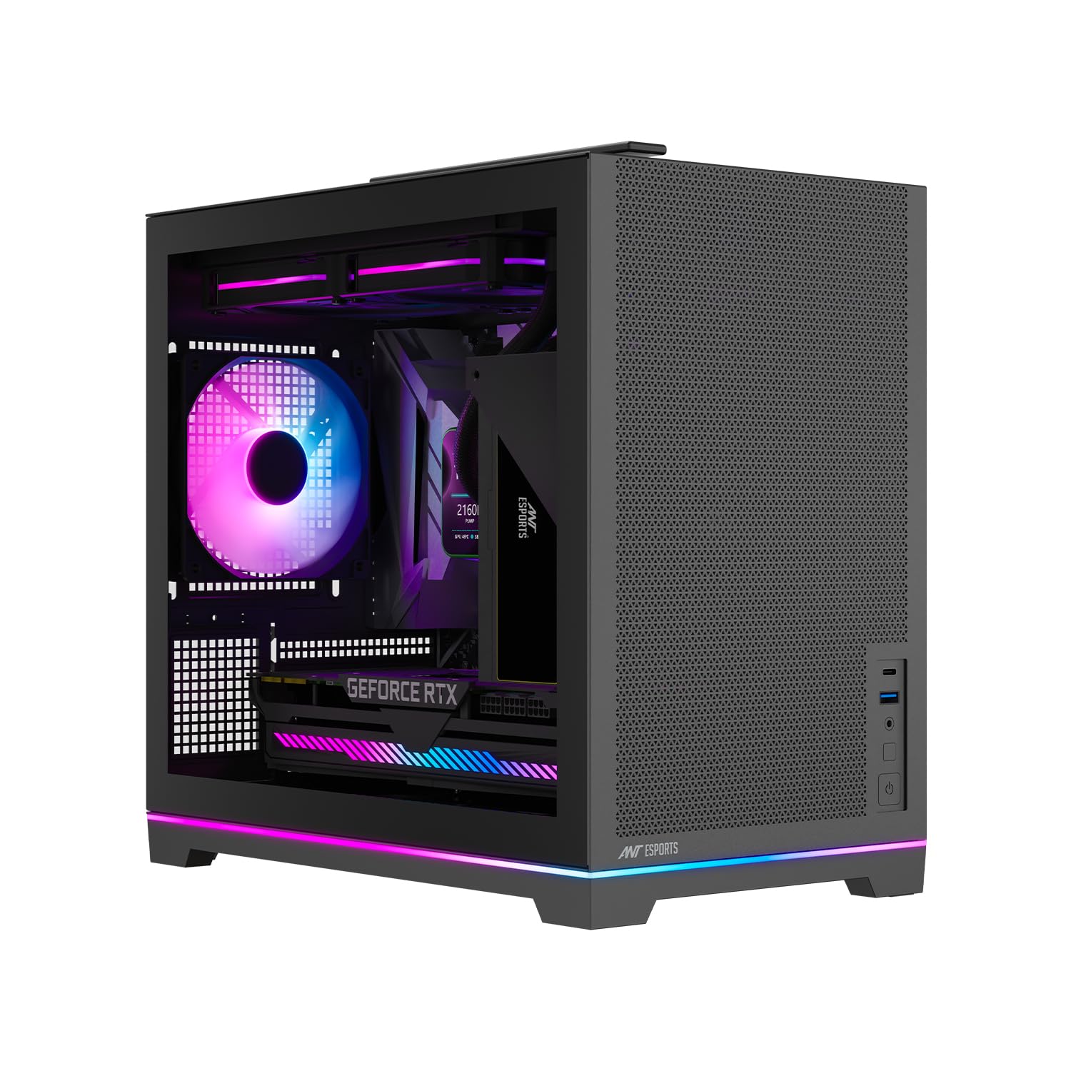 Ant Esports Box C Air V2 Mini-Tower Computer Case/Gaming Cabinet with ARGB Strip Light- Black | Support Micro-ATX, Mini-ITX | Pre-Installed 1 Rear Fan-image-8