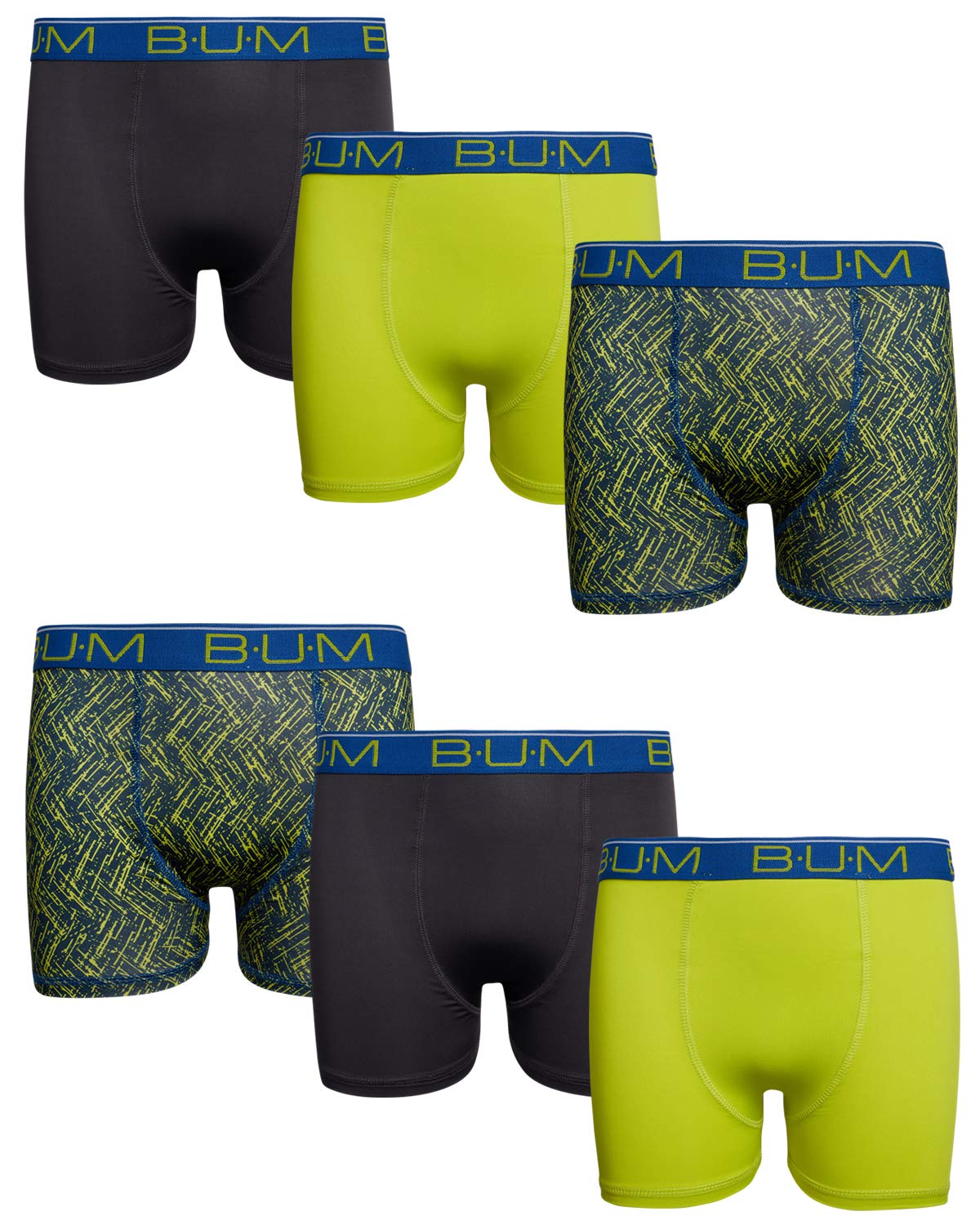 B.U.M. Equipment Boy's Performance Dry-Fit Compression Boxer Briefs (6 Pack)