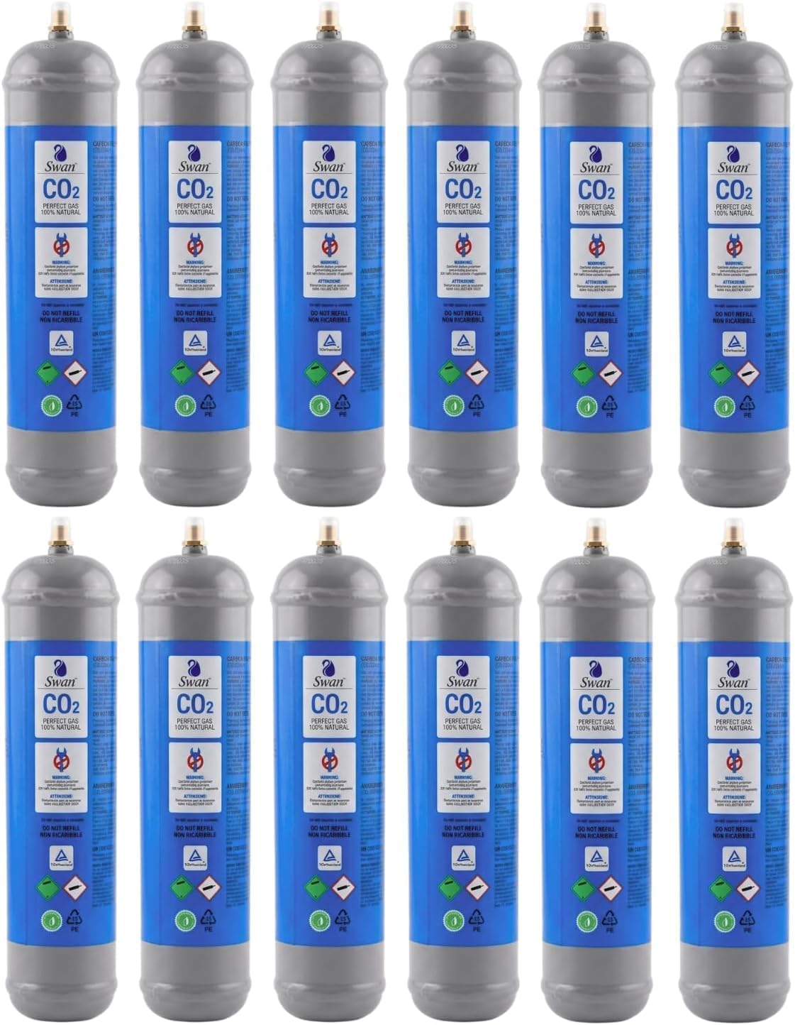 Botella desechable de CO2 M11x1 de 600 g para electrodomésticos con gas - Cilindro desechable - Compatible con la mayoría de refrigeradores y aparatos de agua con gas certificado TÜV