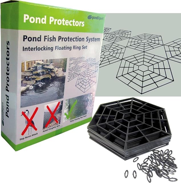 PondXpert Pond Protector Floating Fish Pond Net. Interlocking Rings. Protect Fish from Heron. Super Value Pond Netting.