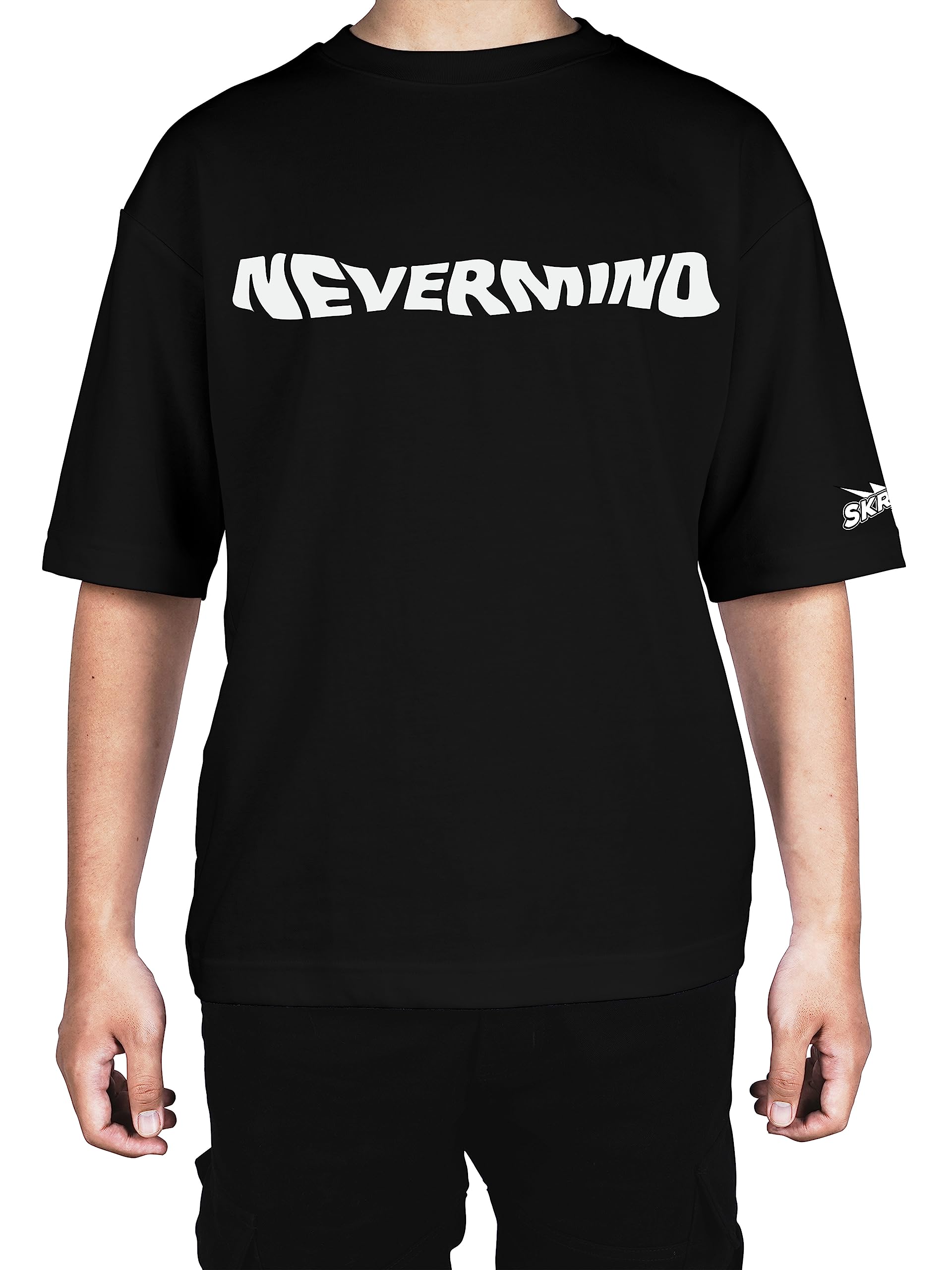 Skream Oversized T-Shirt for Men, Printed Cotton Nevermind Nirvana, Drop Shoulder Round Neck Boxy T-Shirt Baggy, Loose Fit, Half-Sleeve Tee