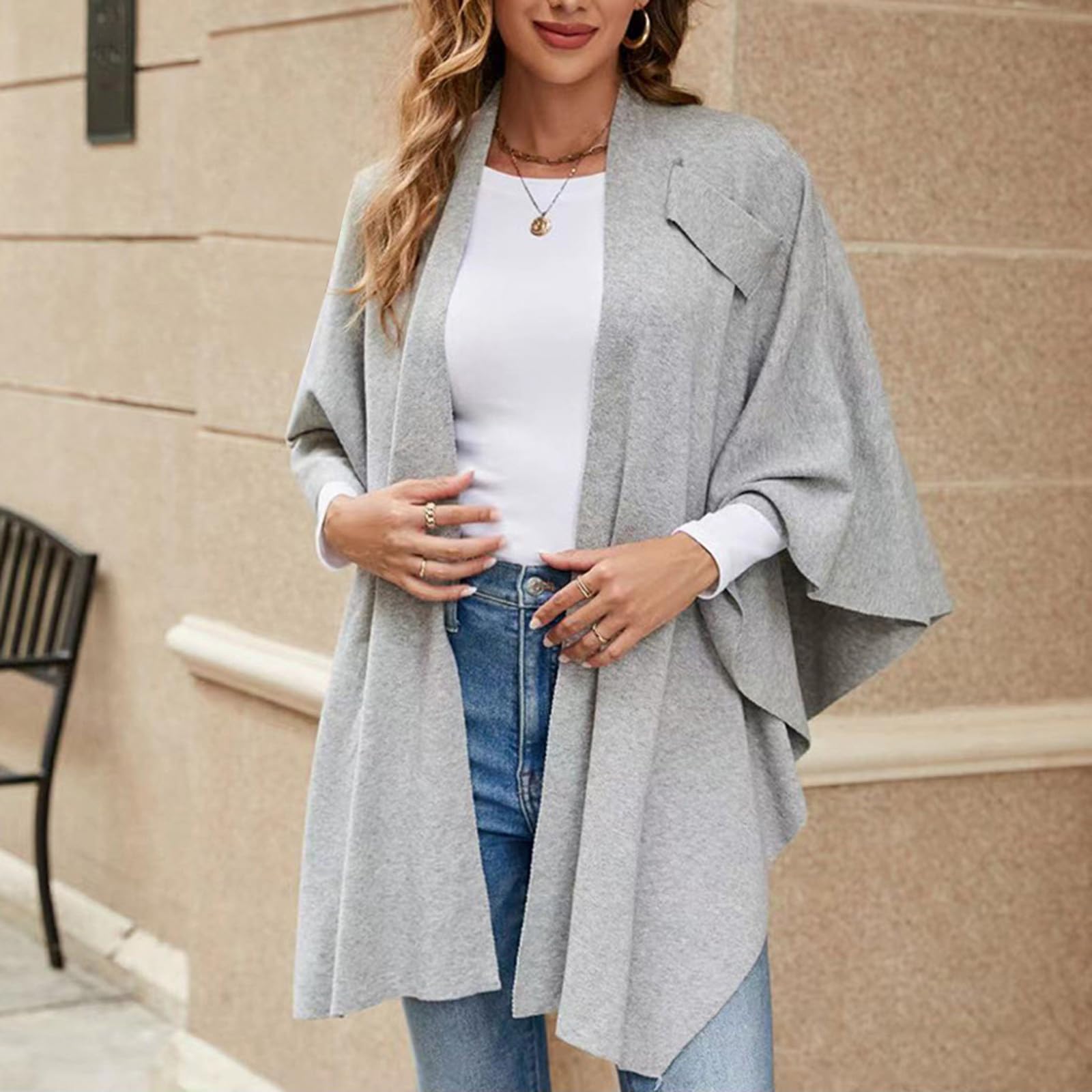 Poncho Donna Invernale Elegante Sciarpa Spessa Poncho, Mantello Reversibile Sciarpa Elegante Poncho Donna Sciarpa Poncho Sciarpa Mantello Maglione Maglia Maglia Maglia