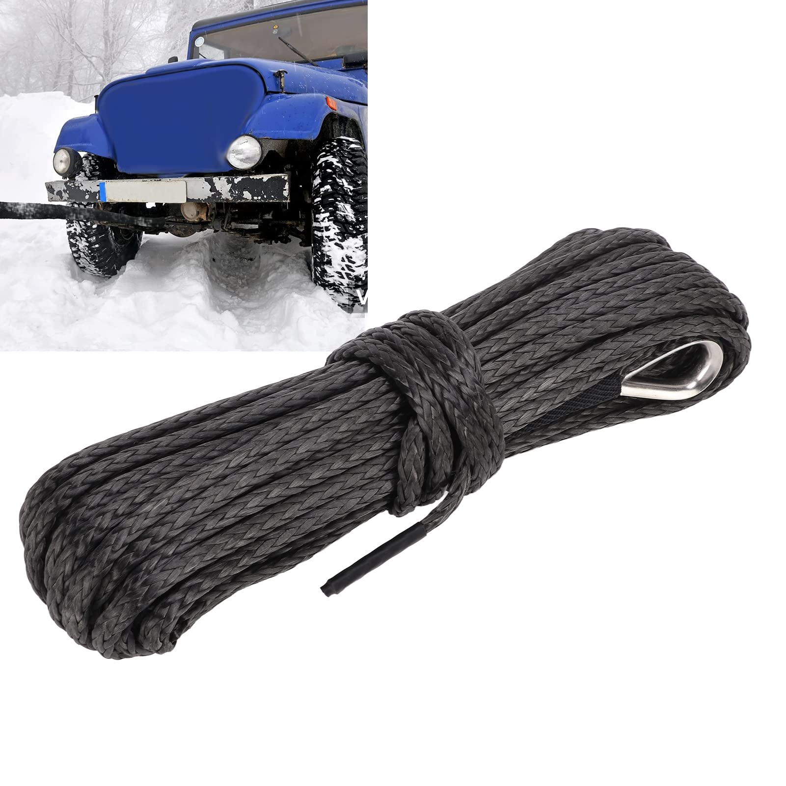 Cavo per verricello, fune sintetica per verricello, diametro 6 mm, resistente ai raggi UV per camion SUV ATV UTV