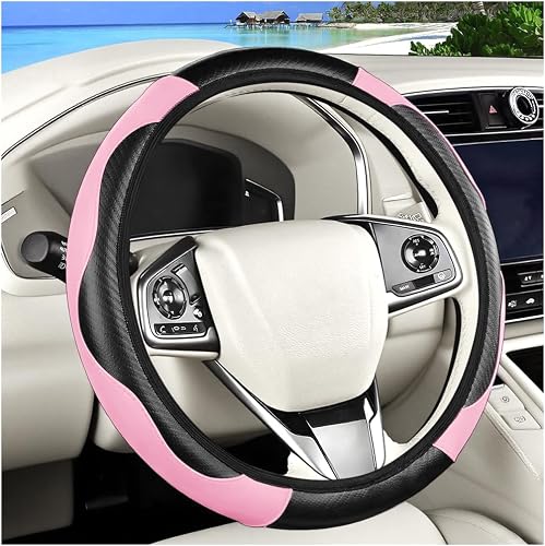 Ywdiml Carbon Fiber Car Steering Wheel Cover, 14.5-15 Inch Elastic Stretch Steer