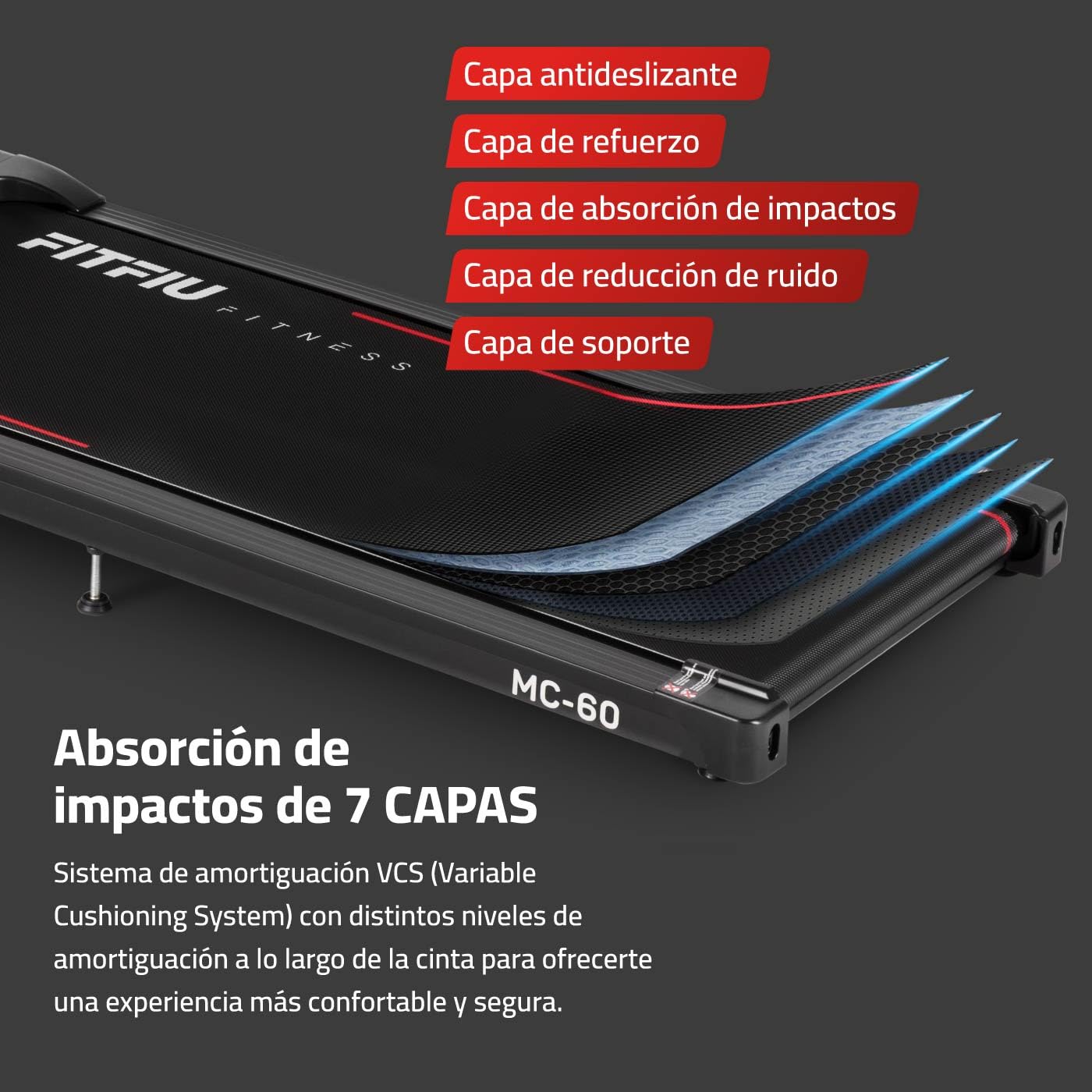 FITFIU Fitness MC-60 Cinta de Andar con Inclinación 9%, Velocidad hasta 6 km/h 750W, Diseño Compacto Conexión App y Mando a Distancia, Walking Pad con Ruedas para Caminar en Casa