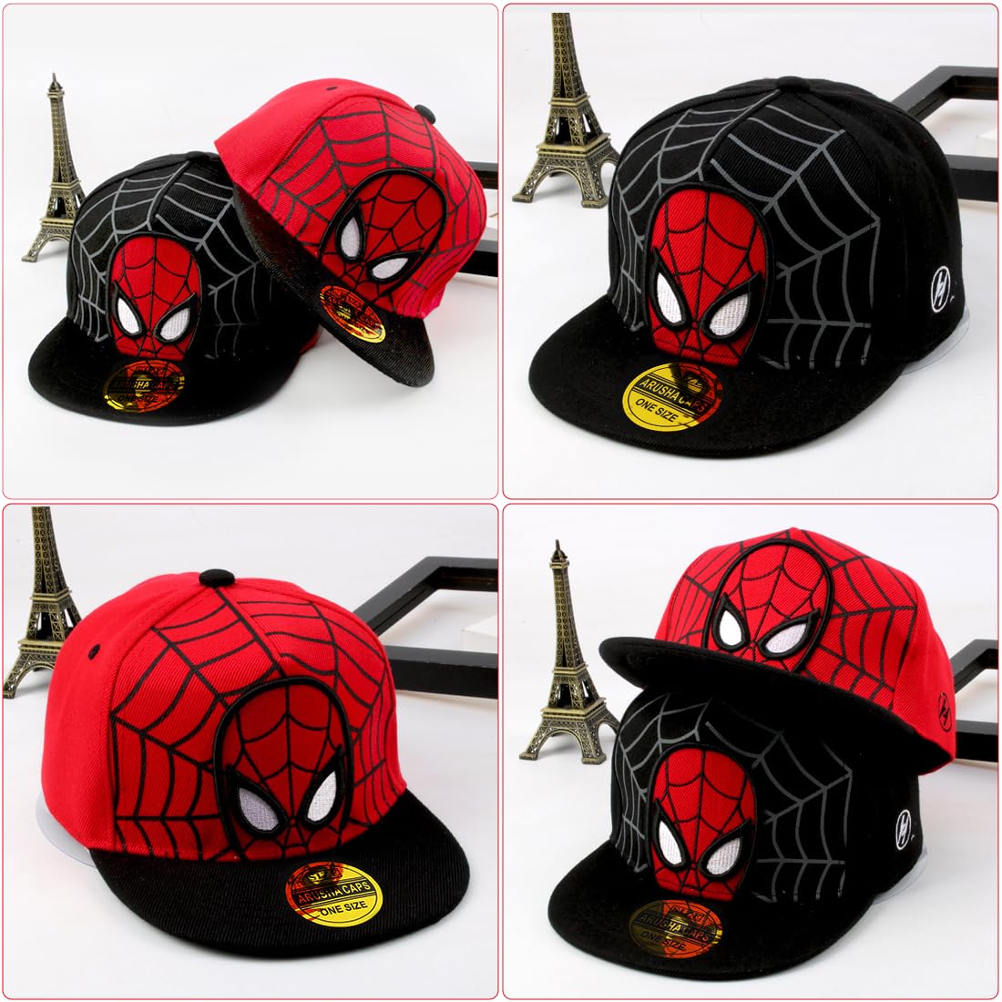 2 Stück Kinder Caps Jungen, Cartoon Cap, Spider Baseball Cap, Basecap Jungen, Snapback Cap, Schildkappe Kinder Alter 2-8 Jahre