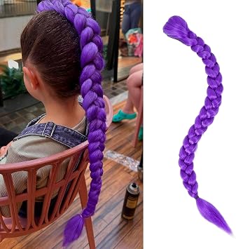 Long Purple Braiding Hair Extensions 26 Inch Pre Stretched Synthetic Braiding Hairs Prestretched Braidings Hairs for Halloween Costume Cosplay Stage Partiesies Dark Purple