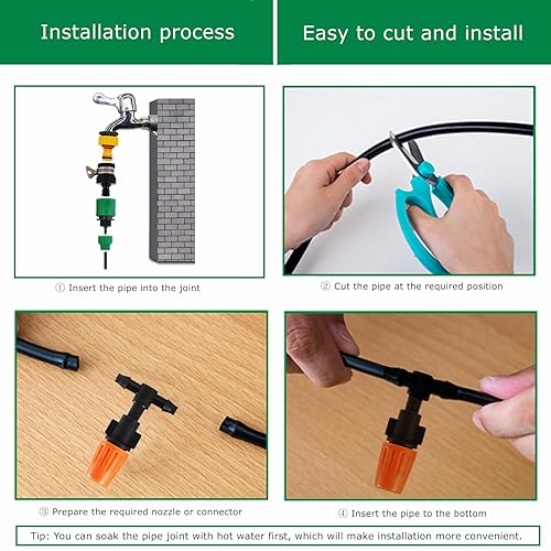 Miniatura 6 de Boquilla atomizadora de tres vías de 14 de pulgada, 50 emisores de micro pulverización ajustables, piezas de riego por goteo, accesorios para patio,