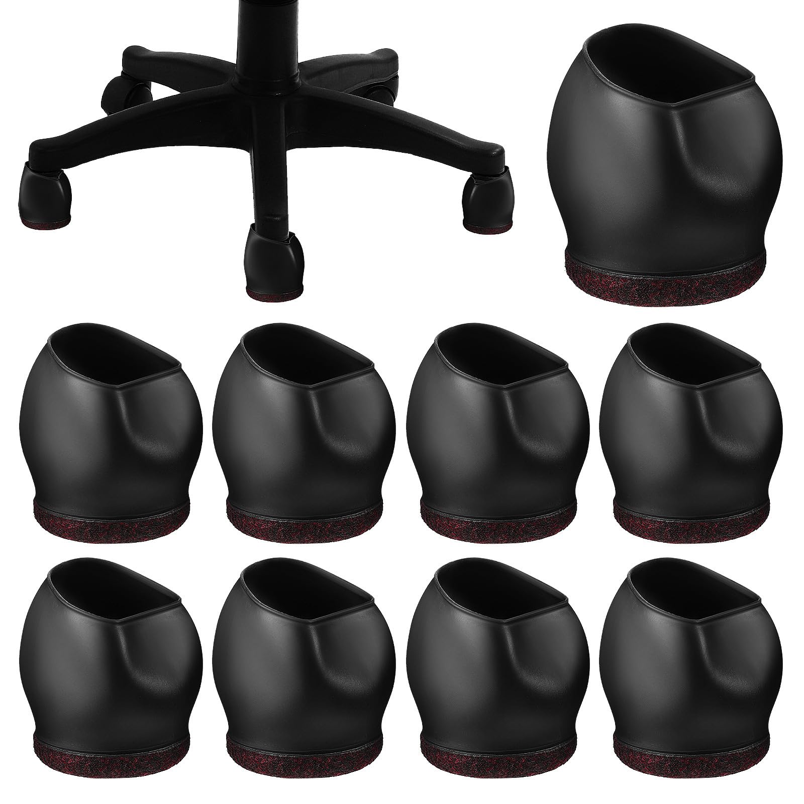 Housses de roulettes de chaise TPE noir protection durable sol et meubles