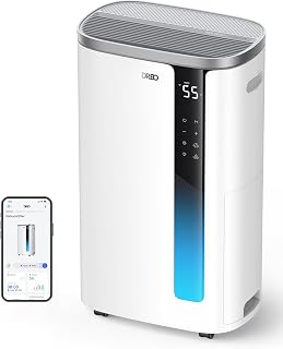 DREO Smart Luftentfeuchter mit App & WLAN, 30L/24H, 6.5L Tank, 41dB leise, 3 Modi, Timer, für Schlafzimmer, Bad & Keller bis 55㎡, Wäschetrocknung mit Ablaufschlauch, automatische Feuchtigkeitsregelung