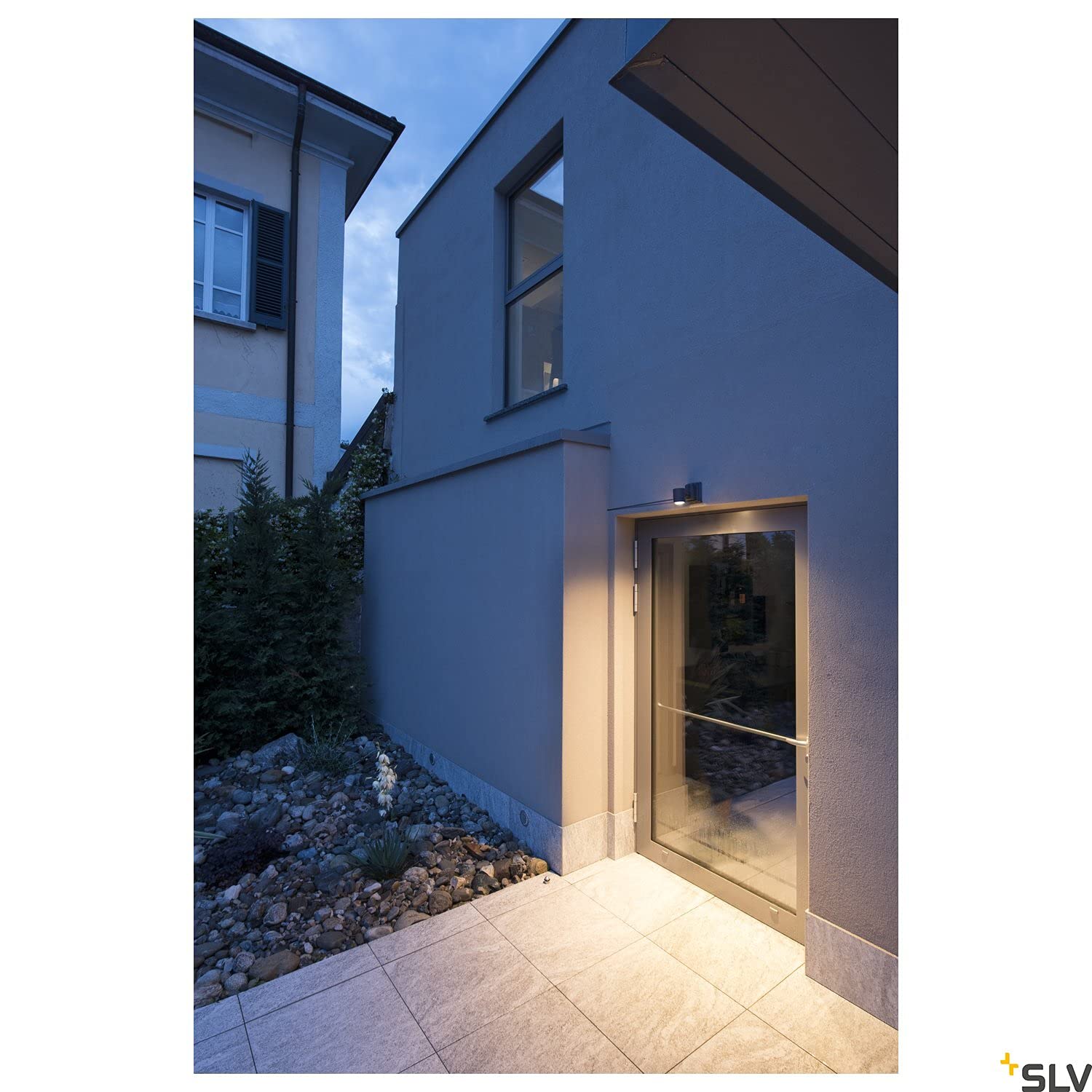 SLV luminaria de superficie de pared MYRA WALL/iluminación para paredes, caminos, entradas, foco led de exterior, luminaria de superficie de exterior, lámpara de jardín / GU10 IP55 50 W antracita